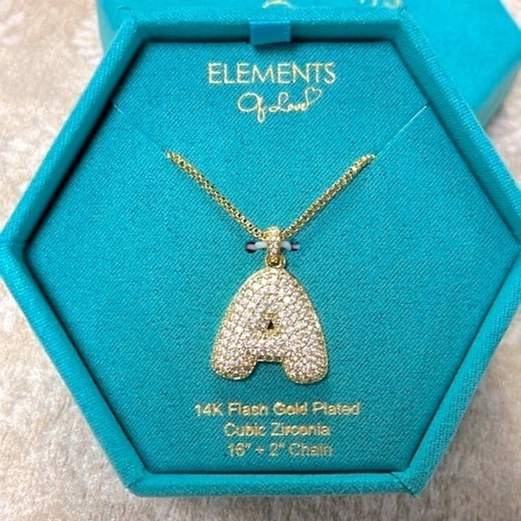 Brand New Elements of Love 14K Gold Plated Chain Necklace Bubble Balloon “A” - Picture 5 of 15